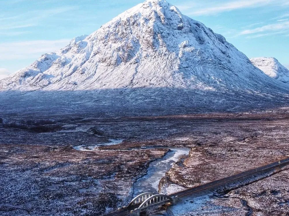 Buachaille Etive Mòr under snow at the entrance to Glencoe
